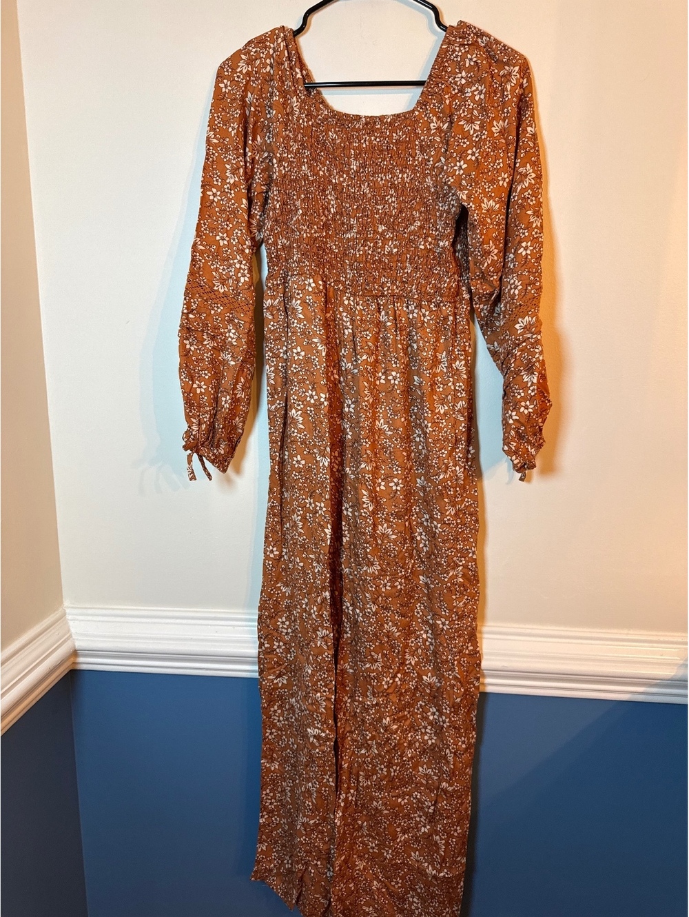 Jessica Simpson XL (14) Girl’s  Long Sleeve Floral Romper Rust Orange